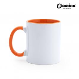 Cană albă  pentru sublimare сu interior și mâner portocaliu 11oz Mango 4001