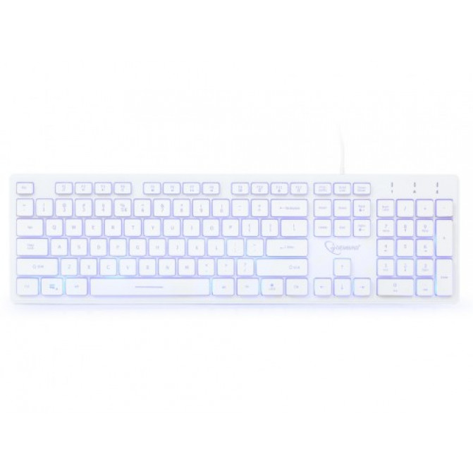 Клавиатура Gembird KB-UML3-01-W-RU, Silent, 3-color backlight, 12 practical multimedia hotkeys, RU layout, USB, White