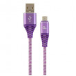 Cablu USB2.0/Micro-USB  Premium cotton braided, Purple/White 2 m