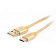 Cablu USB2.0/Type-C Premium cotton braided, Gold 1.8m