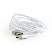 Cablu USB2.0/Type-C Premium cotton braided, Silver 1.8m