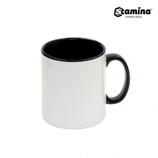 Cană pentru sublimare albă, cu interior și mâner neagră 11oz Mango 4001