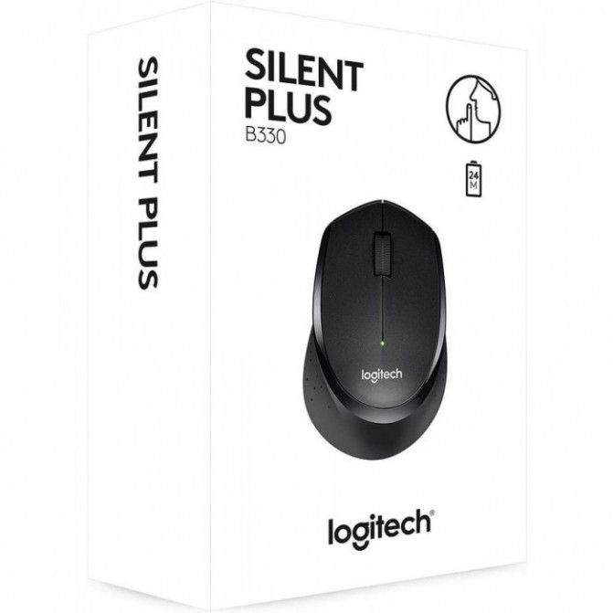 Mouse Logitech Wireless B330 Silent Plus, Optical, 1000 dpi, 3 buttons, Ergonomic, 1xAA, Black