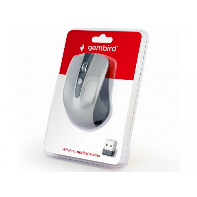 Mouse Gembird Wireless MUSW-4B-04-BG Optical 800-1600 dpi 4 buttons, Ambidextrous, 2xAAA, Black/Grey