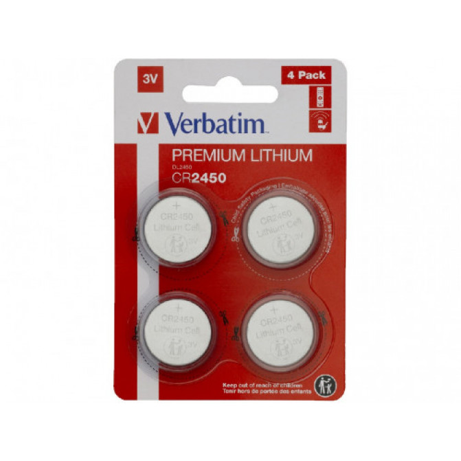 Батарейки Verbatim CR2450 Lithium 3V, 4 Pack
