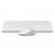Клавиатура + Мышь A4Tech F1010, Laser Engraving, Splash Proof, 1600 dpi, 4 buttons, White/Grey, USB