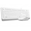 Клавиатура + Мышь A4Tech F1010, Laser Engraving, Splash Proof, 1600 dpi, 4 buttons, White/Grey, USB