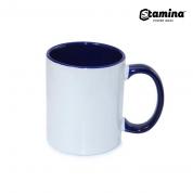 Cană pentru sublimare albă cu interior și mâner albastru întunecat 11oz Mango 4001