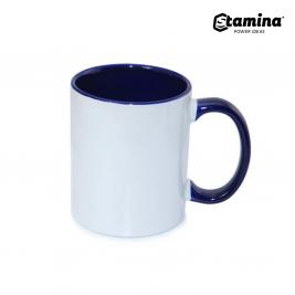 Cană pentru sublimare albă cu interior și mâner albastru întunecat 11oz Mango 4001