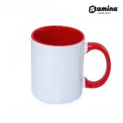 Cană albă  pentru sublimare, сu interior și mâner roșu 11oz Mango 4001