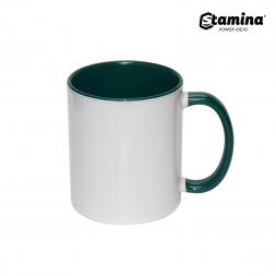 Cană pentru sublimare albă cu interior și mâner Green 11oz Mango 4001