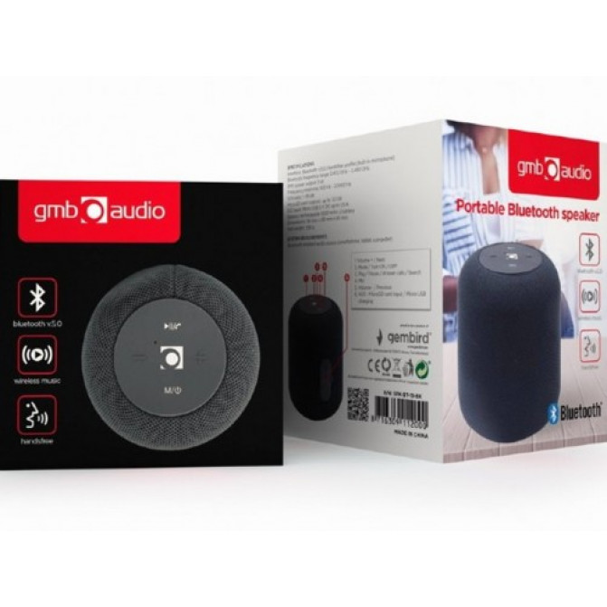 Boxă portativă Gembird RED,  5W RMS, Bluetooth v.5.1, Built-in microphone, microSD, FM-radio