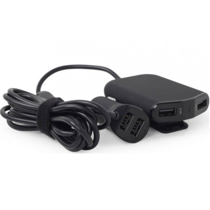 Incărcător de mașină EnerGenie EG-4U-CAR-01, 4x USB ports, Input 12/24V DC, Output: up to 2.4 A