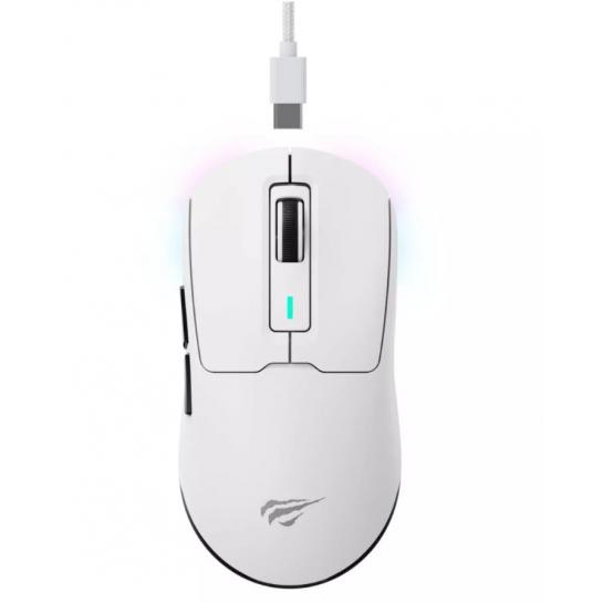 Mouse Gaming Wireless Havit MS969SE,  cu fir/ fără fir Bluetooth, Alb