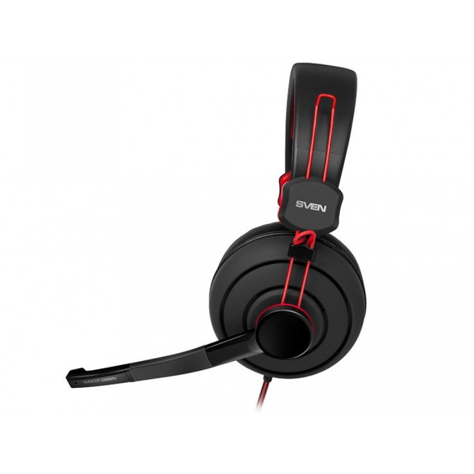 Наушники SVEN AP-G888MV, игровые с микрофоном и регулятором громкости, 2.2m, Black/Red