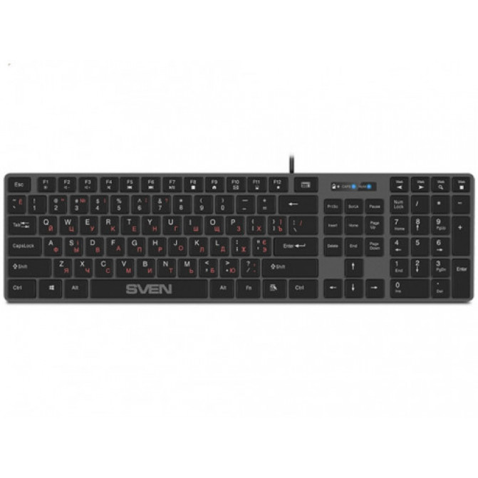 Tastatura SVEN KB-E5000, Low-profile, Island-style, Fn Keys, Grey/Black, USB