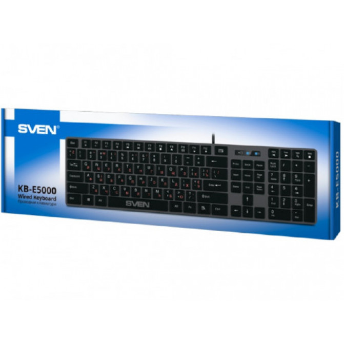 Tastatura SVEN KB-E5000, Low-profile, Island-style, Fn Keys, Grey/Black, USB