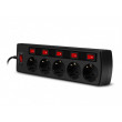 Сетевой фильтр SVEN SF-05PL, 5 Sockets, 1.8m, individual switches, Black