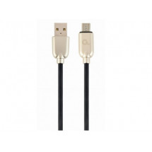Cablu USB2.0/Micro-USB Premium Rubber - 2m - Cablexpert CC-USB2R-AMmBM-2M, Black, USB 2.0 A-plug to Micro-USB plug, blister