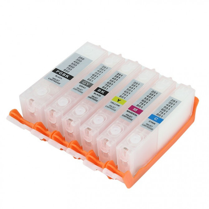 Перезаправляемые картриджи Canon IP7740/IP5740 (CLI-471/PGBK-470 6 штук)