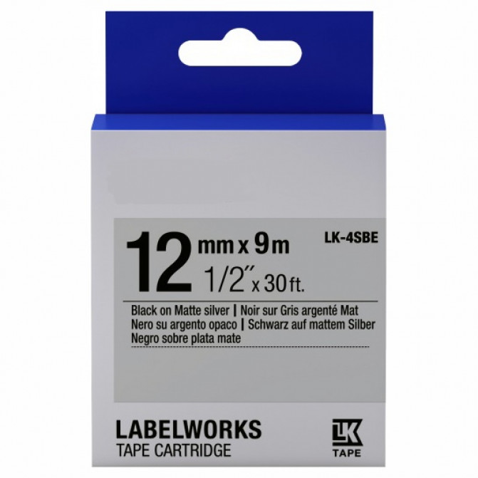 Картридж с лентой Label Epson LK-4SBE/LC-4SBE(SM12X) Black Matt/Silver 12mm*8m Prospect