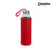 Bidon CAMU 4040 de sticlă de 500 ml și husă roșu cu bandă agățătoare pentru transport