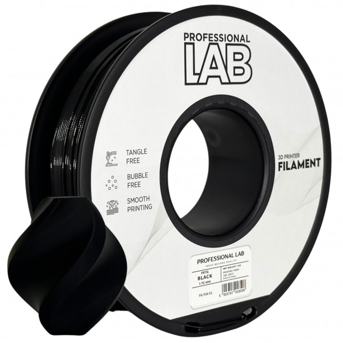 Нить для 3D-принтера ProfLab FG-P26-E1, PETG, Black, 1.75 мм, 1кг