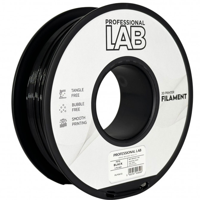Нить для 3D-принтера ProfLab FG-P26-E1, PETG, Black, 1.75 мм, 1кг