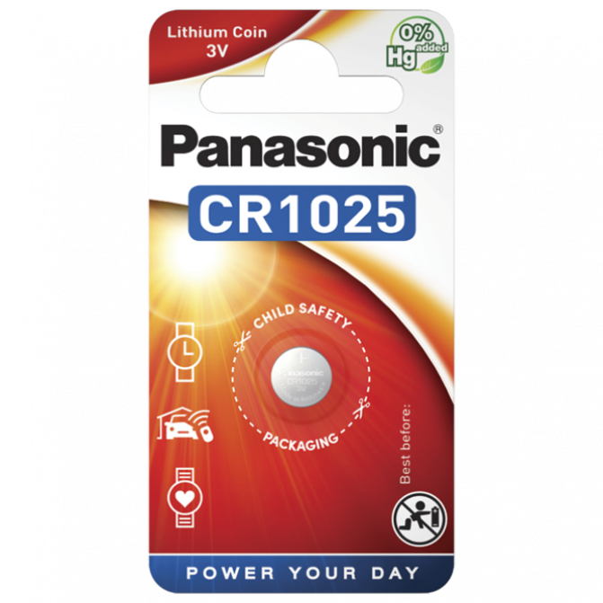Батарейки Panasonic CR1025, Blister*1 CR-1025EL/1B