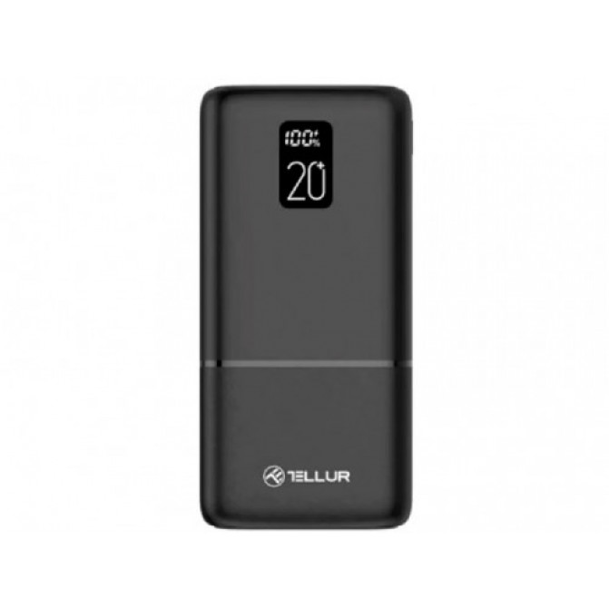 Powerrbank 20000mAh - Tellur Boost Pro PD202 2xQC3.0 22.5W + PD 20W, LCD display, negru TLL158351