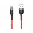 Cablu USB - Lightning, cu LED, Nylon, 3A, 1.2m, Tellur Red  TLL155354