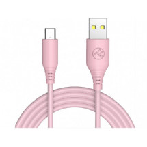Cablu din silicon Tellur USB to Type-C, 3A, 1m, pink