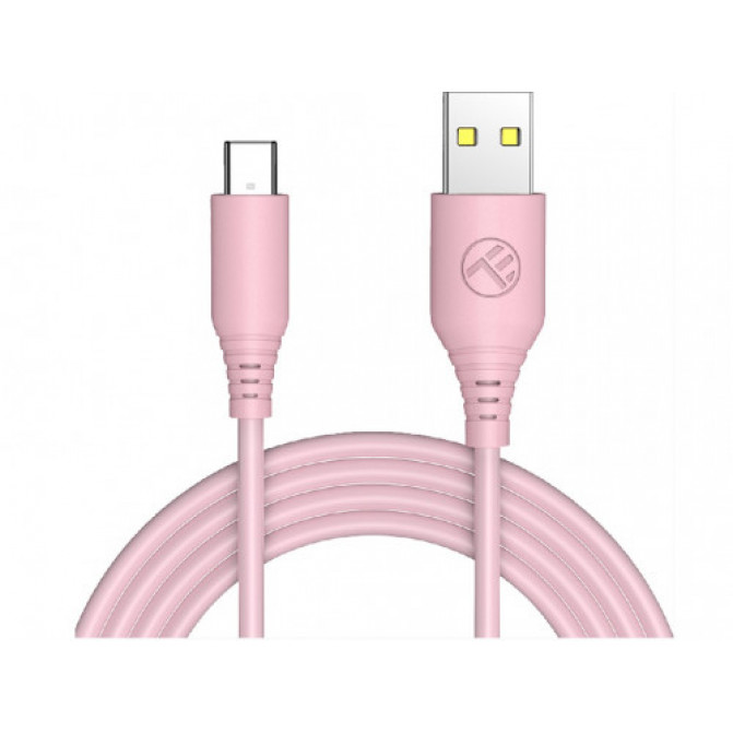 Кабель силиконовый Tellur USB to Type-C, 3A, 1m, pink