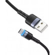 Cablu USB - Type-C, cu LED, Nylon, 2m, Tellur Black  TLL155314