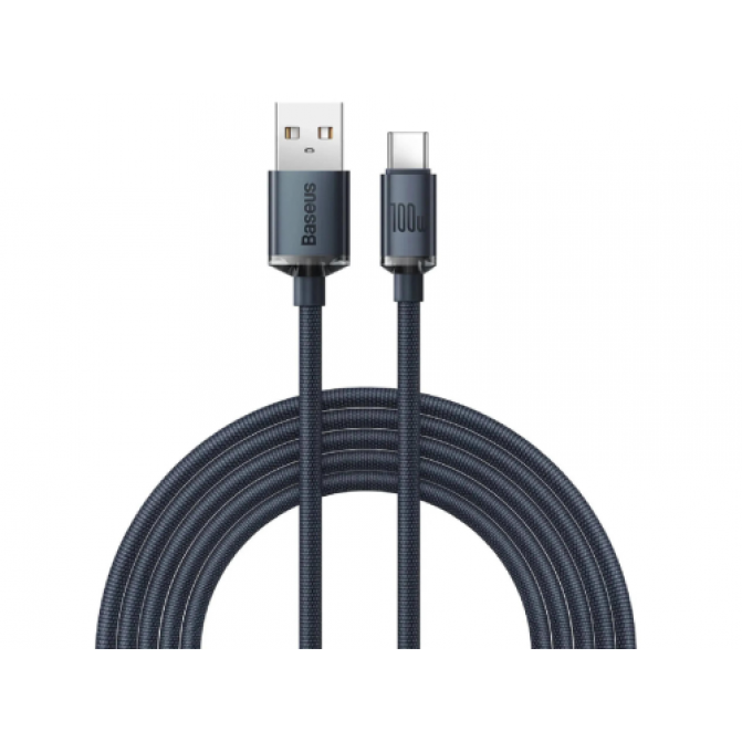 Cablu USB - Type-C, Braided, 100W, 2m, Baseus Crystal Shine Black  CAJY000501