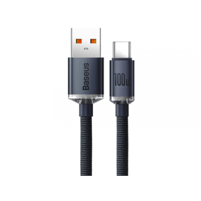 Cablu USB - Type-C, Braided, 100W, 2m, Baseus Crystal Shine Black  CAJY000501