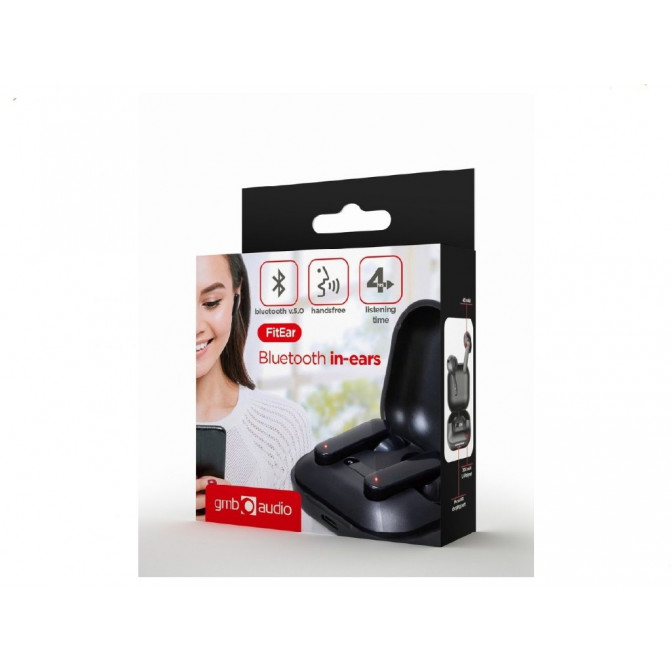 Căști fără fir Gembird FitEar-X100B, Bluetooth TWS in-ears FitEar, black