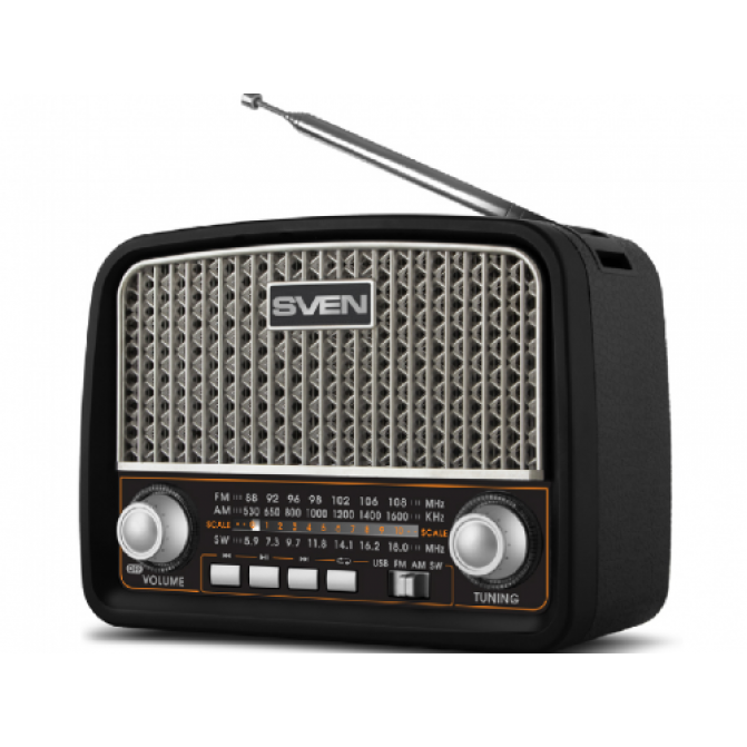 Boxe SVEN SRP-555 Black-Silver, FM/AM/SW Radio, 3W RMS