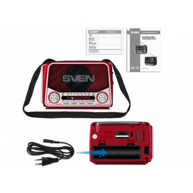 Колонки SVEN SRP-525 Red, FM/AM/SW Radio, 3W RMS