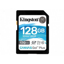 Card de Memorie 128GB SD Class10 UHS-I U3 (V30)  Kingston Canvas Go! Plus, Read: 170MB/s, Write: 70MB/s, Ideal for DSLRs/Drones/Action cameras