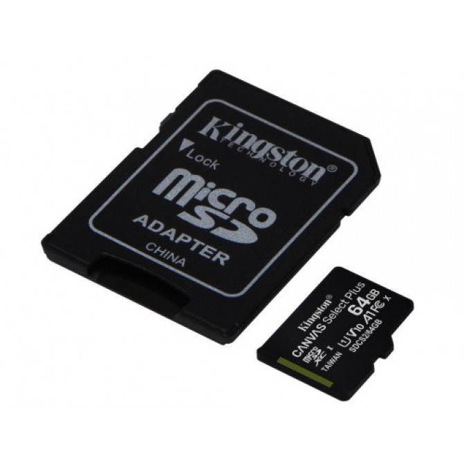 Card de Memorie 64GB microSD Class10 A1 UHS-I  Kingston Canvas Select Plus, 600x, Up to: 100MB/s