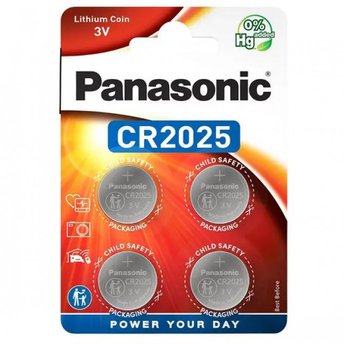Батарейки Panasonic CR2025, Blister*4, CR-2025EL/4B