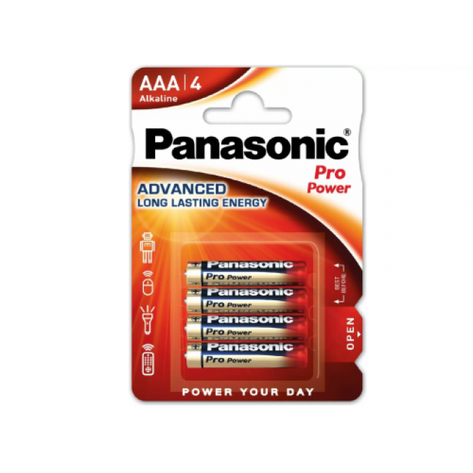 Baterii Panasonic Alkaline PRO Power AAA Blister *4, LR03XEG/4BP