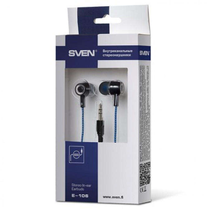 Наушники SVEN E-106 Black/Blue 3pin 3.5mm mini-jack