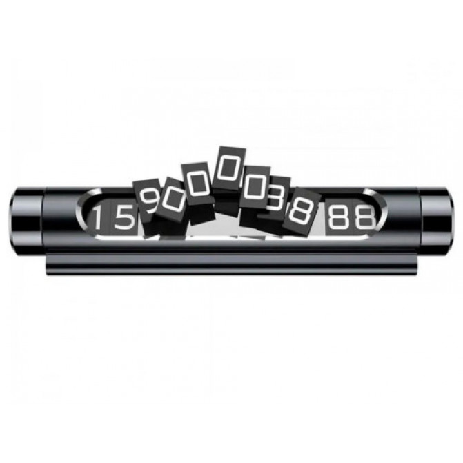 Suport numar telefon Baseus Temporary Parking,  Aluminium alloy+colloid magnet, Black  ACNUM-01
