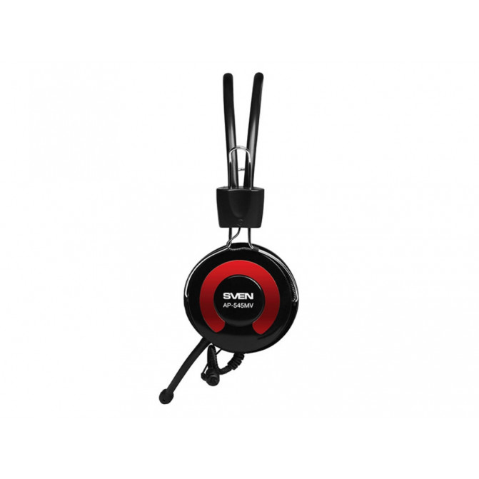 Căști SVEN AP-545MV, cu microfon și control de volum, 2.2m, Black/Red