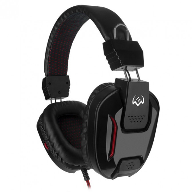Наушники SVEN AP-G555MV, игровые с микрофоном и регулятором громкости, 2.2m,  Black/Red