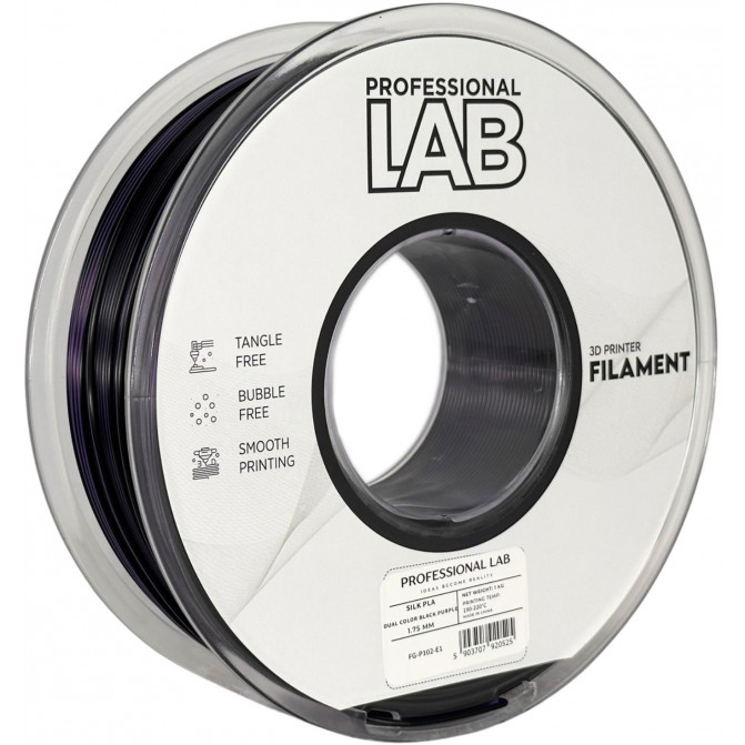 Нить для 3D-принтера ProfLab Silk FG-P102-E1, PLA, Black-Purple, 1.75 мм, 1кг
