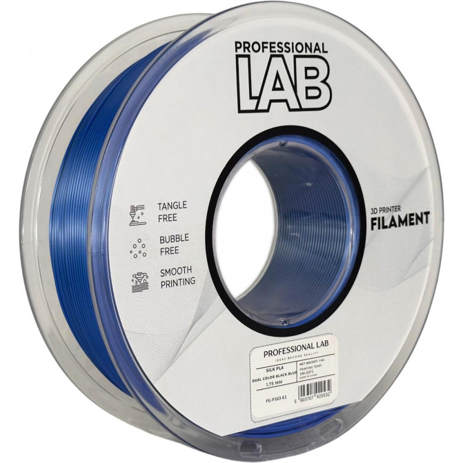 Нить для 3D-принтера ProfLab Silk FG-P103-E1, PLA, Black-Blue, 1.75 мм, 1кг