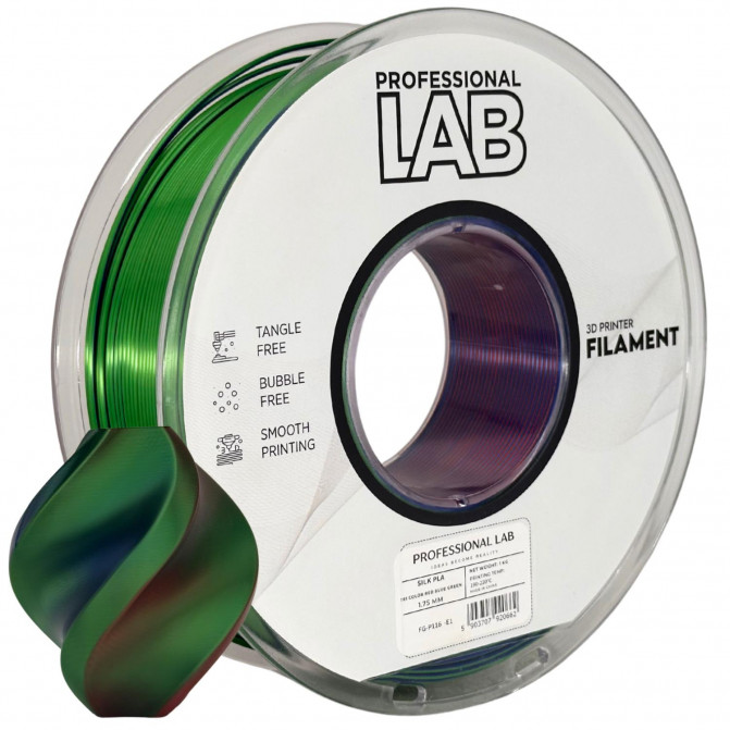 Нить для 3D-принтера ProfLab Silk FG-P116-E1, PLA, Red-Blue-Green, 1.75 мм, 1кг